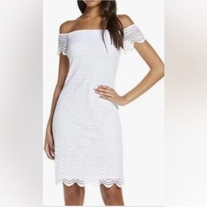 Lilly Pulitzer Jade Resort White Scalloped Lace Flutter Sleeve Mini Dress XS